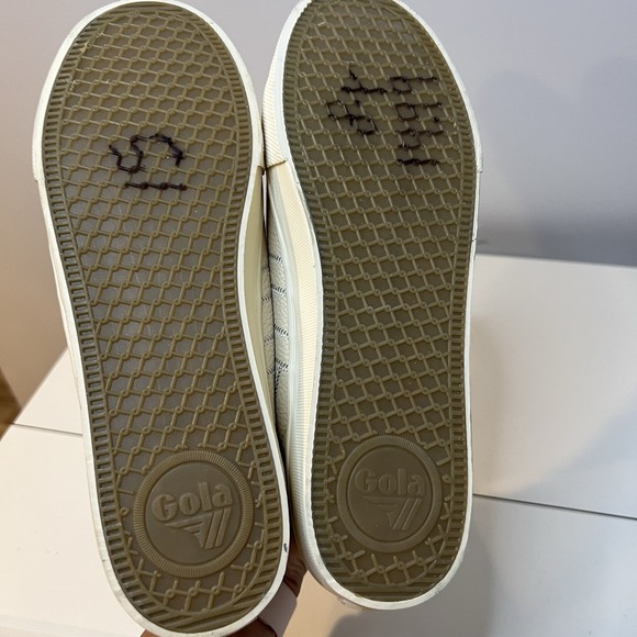 Gola Womens Orchid II Zebra‎ Sneakers Shoes Beige Silver Leather Lace Up Size 10 - Picture 6 of 7